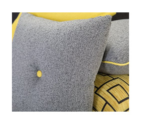 Custom grey and yellow pillow