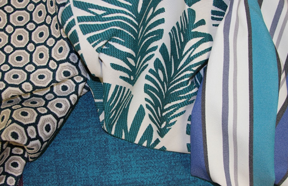 Blue and teal fabric patterns