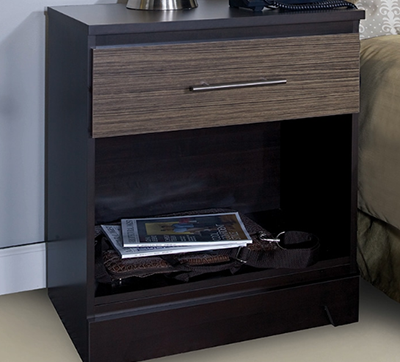 A single drawer night stand.