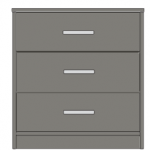 A size comparison image of a 3 drawer chest